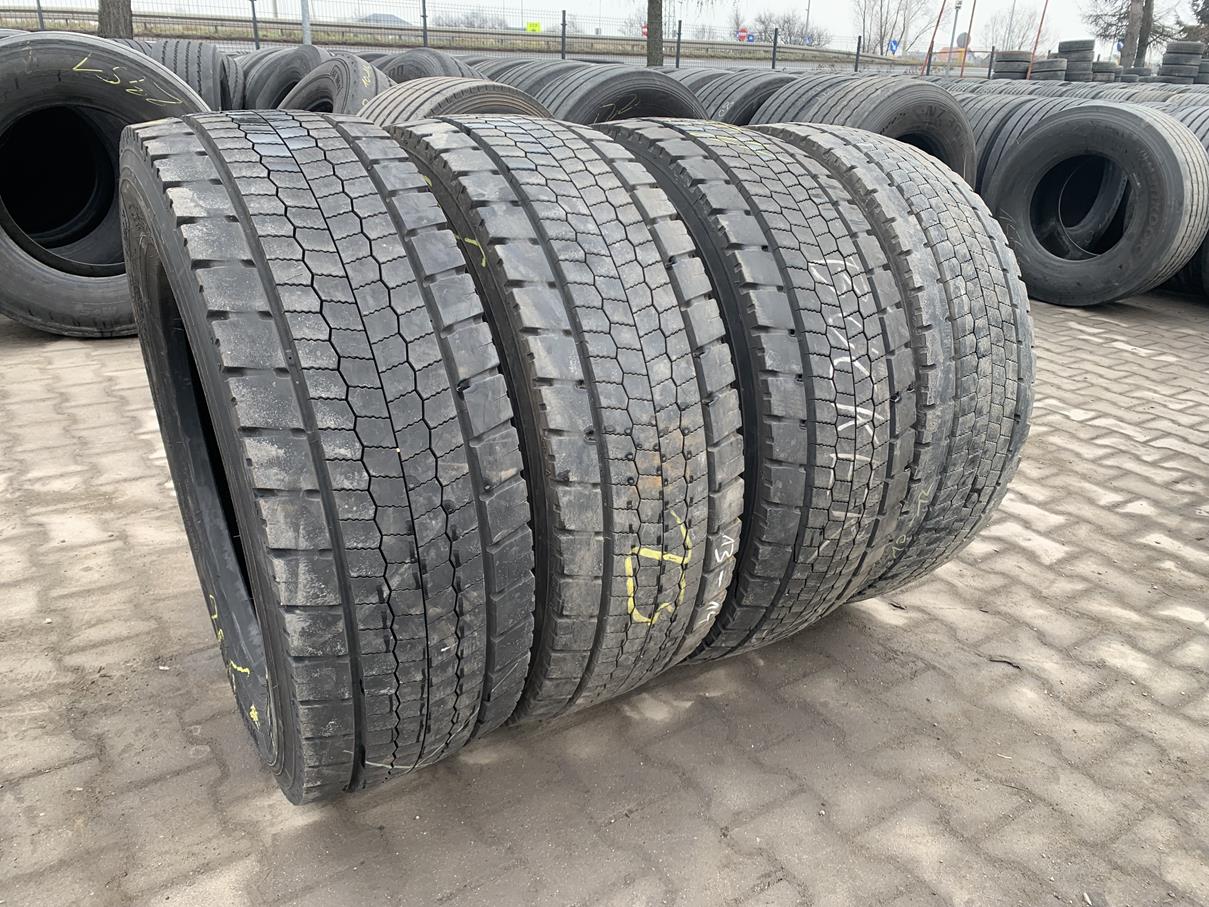 Opony używane ciężarowe naczepowe 385/65R22.5 GOODYEAR KMAX T GEN-2 / 14-17mm Opony używane ciężarowe napędowe mega 295/55R22.5 HANKOOK DL10+ E-CUBE MAX / 9-15mm