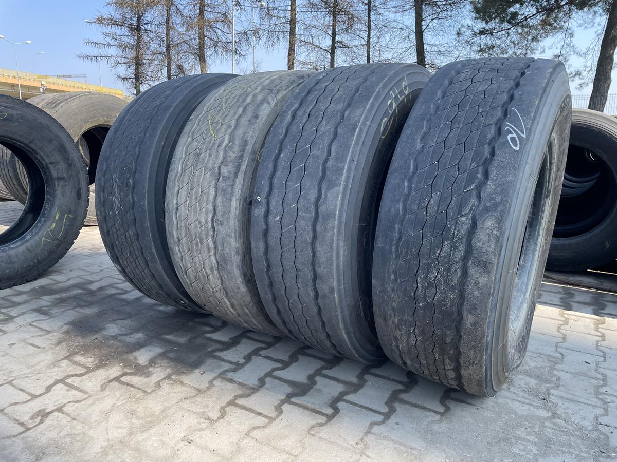 Opona używana ciężarowa przednia 245/70R19.5 CONTINENTAL CONTI HYBRID HS3 / 5-7mm Opony używane ciężarowe naczepowe 385/65R22.5 BRIDGESTONE DURAVIS R-TRAILER 002 / 12-14mm