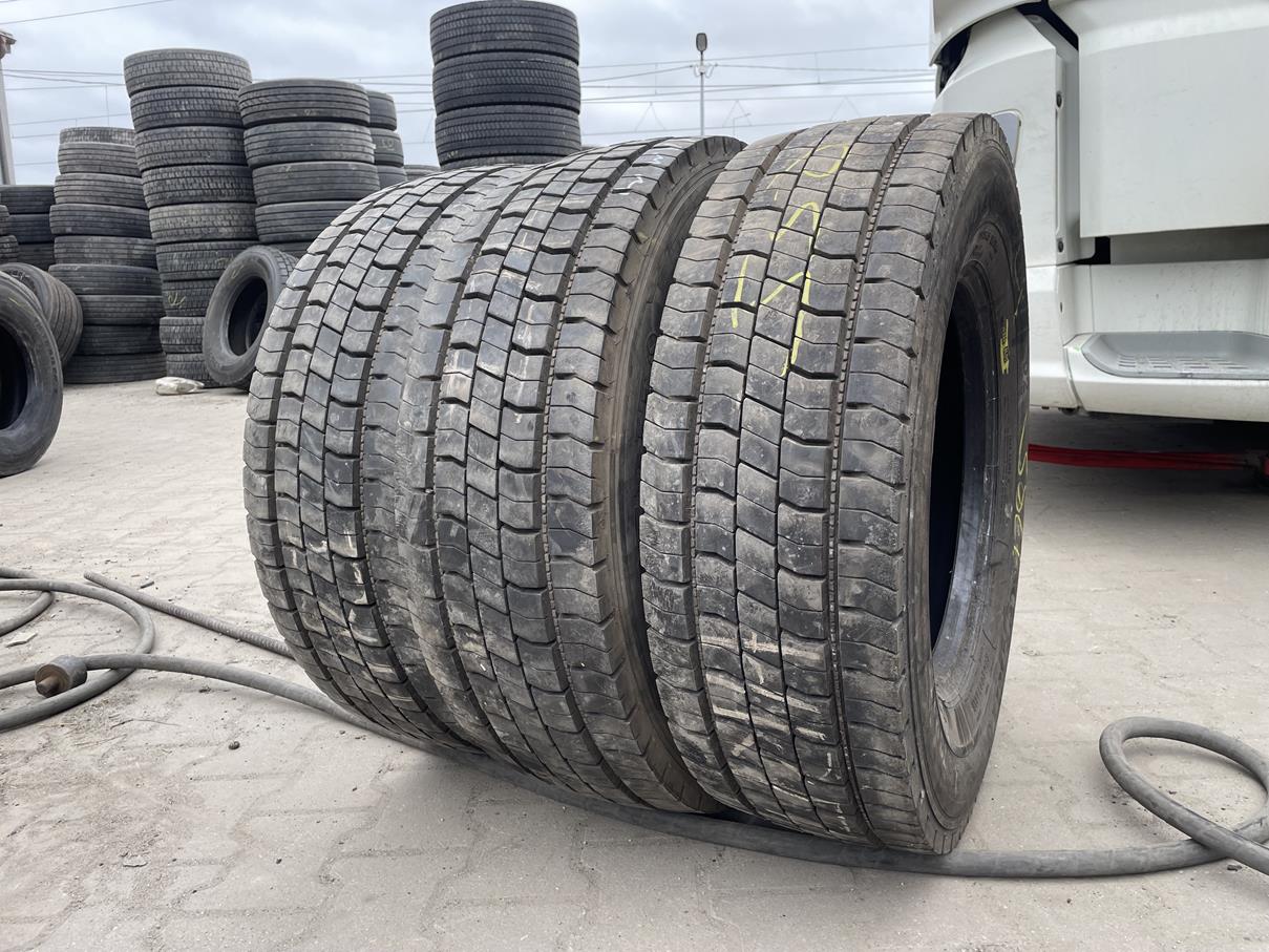 Opona ciężarowa używana naczepa mega 435/50R19.5 GOODYEAR KMAX T GEN-2 / 13mm Opony używane ciężarowe napędowe 245/70R17.5 SEMPERIT RUNNER D2 / 10-11mm