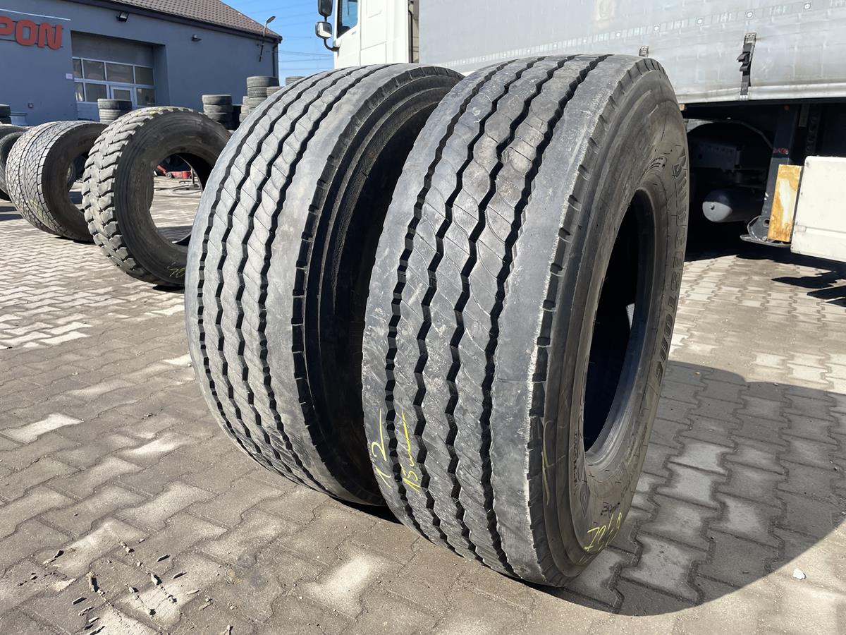 Opony używane ciężarowe do naczepy mega 445/45R19.5 PIRELLI HO2 PRO TRAILER / 12mm Opony używane ciężarowe naczepowe 385/65R22.5 BRIDGESTONE R179 AS / 14-15mm
