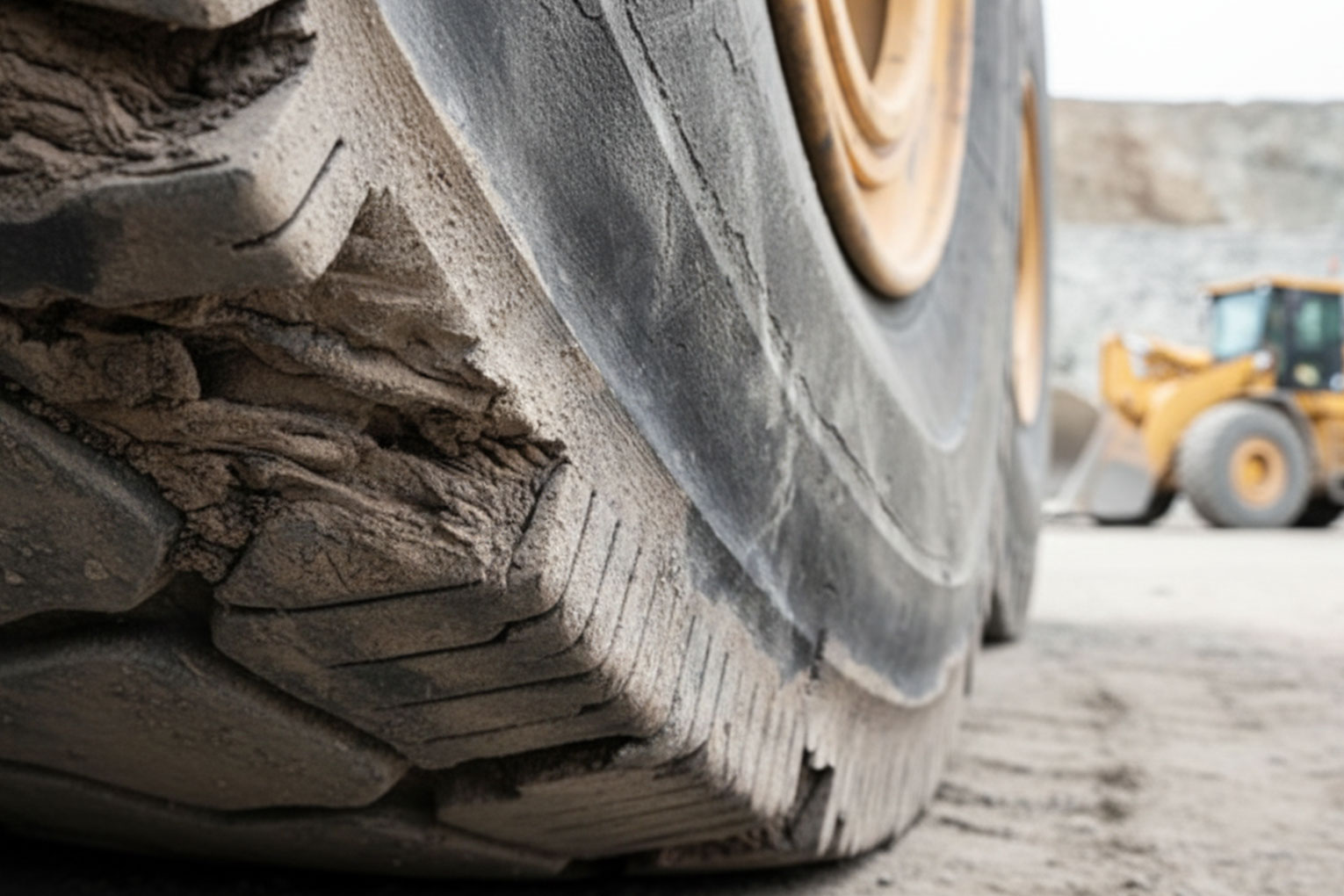 uszkodzenia opon w maszynach budowlanych